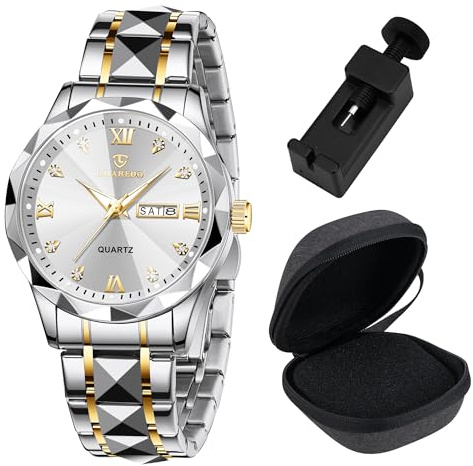 caprock Montre pour Homme, Montre à Quartz analogique étanche avec Date, en Acier Inoxydable, Style décontracté et Tendance, Blanc