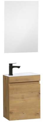 Kometmöbel badrumsmöbler set med handfat 40 cm monterat litet handfat med underskåp (Ek 40cm, Med spegel)