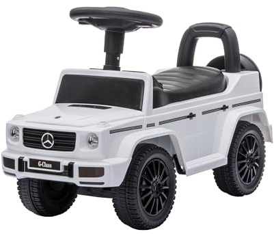 Baroni Toys SUV Mercedes Ride-On - Coche para niños de 1 a 4 años, faros LED, sonidos realistas, ruedas antideslizantes, compartimento de almacenamiento, 69,5 x 29 x 43 cm, color blanco
