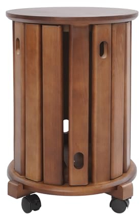 HIKUUER Taburete apilable 4 en 1, taburete de madera apilable multifuncional, mesa auxiliar y taburete, 36 x 44,5 cm, taburete de comedor de madera (color nogal)