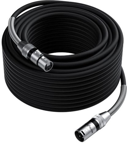 Werkybay Cavo per Microfono Bilanciato 40m(1 pezzo), Cavo di 3-Pin XLR Maschio a Femmina, Struttura a molle SR Cavi Audio per Microfoni, Podcast, Palchi, Altoparlanti, Mixer, Amplificatori ecc.