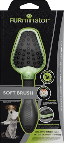 FURminator 2en1 Cepillo Suave para Perros y Gatos – Ideal para Mascotas sensibles – Limpia Suavemente el Pelaje y masajea la Piel – Doble Cepillo para un Cuidado Suave del Pelaje