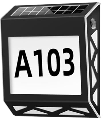 Solar Address Sign - Husnummer för utomhusbruk | Solar Powered Wall | Mounted Address Numbers | LightedAddress Plaques, Weatherproof Aluminium LED Home Sign, Dusk-to-Dawn Automatic Illumination,