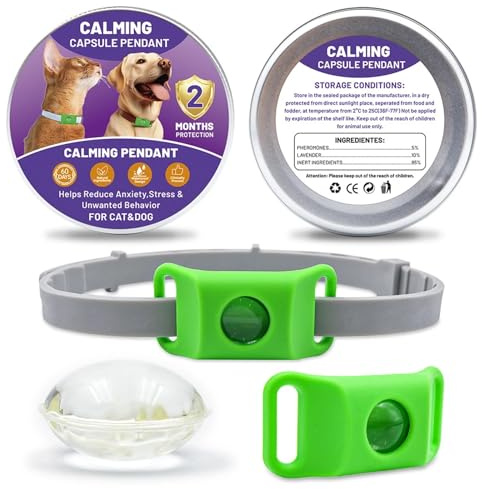 Ilumos Soothe Emotions Collare calmante naturale for animali domestici - Oli essenziali for la protezione da pulci e zecche in cani e gatti(Green)