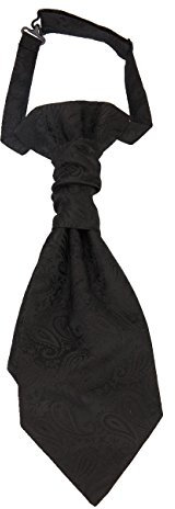 Hello Tie Pre-tied Microfiber Ascot Ruche Paisley Cravats Tie for Men (Black)