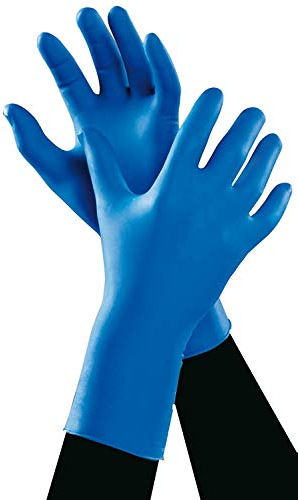 AJSIA - Guanti in Lattice MONOUSO High Risk Colore Blu 50PEZZI Super Resistenti (Tg:S,M,L,XL,XXL) (TG.XL)