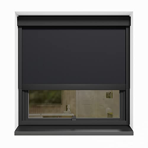 CLIP'N'SHADE Grau - Aussenrollo gegen Hitze, Jalousie, Sichtschutz und Abdunkelung für Fenster, Hitzeschutz Rollo ohne Bohren (Breite: 130 cm, Höhe: 91-142 cm, Transparent)