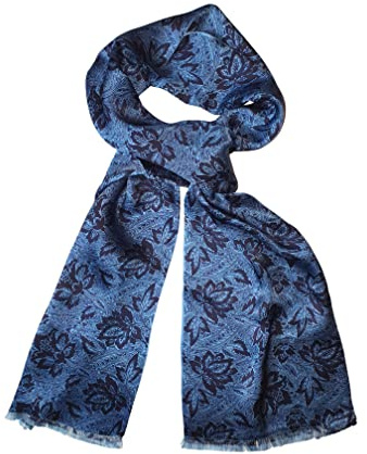 Posh Gear Donna Uomo sciarpa di seta Fioriseta, blu 100% Seta