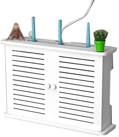 Wireless WiFi Storage Boxes Wooden Box Cable Wire Holder Wall Hanging Plug Board Storage Shelf S