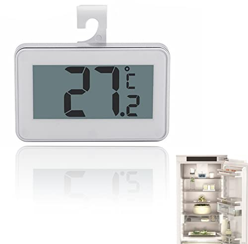 Termometro Digitale Frigorifero, Termometro per Frigorifero con Display LCD e Gancio Allarme Gelo per Interni, Esterni, Casa, Ristoranti, Bar, Caffetterie (Bianco)