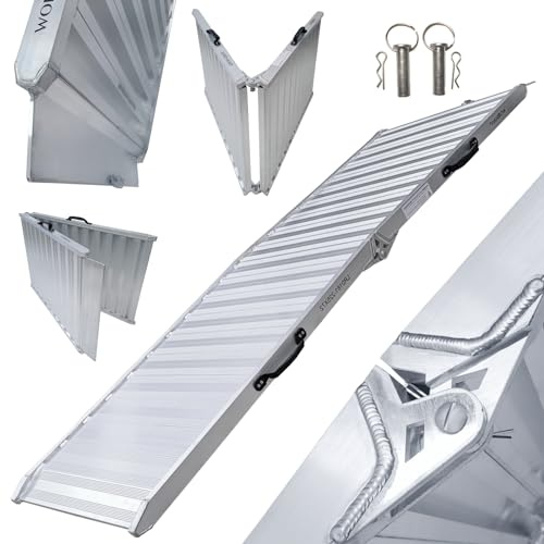 Rampa WORHAN de Carga 400kg Moto Rigida Robusta Plegable Plataforma 225cm Silla de Ruedas Aluminio Superficie Ultra Antideslizante Transporte Eventos Estuche de Vuelo HR225