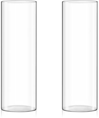 Fixwal Set of 2 Clear Tall Glass Cylinder Vases for Centerpieces, 12 x 4 Inch Tall Glass Floating Candle Holder Vase for Table, Wedding Decorations, Flower Vase for Decor