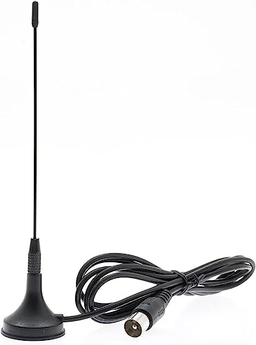 Anadol Antenne DVB-T/DVB-T2 avec base magnétique et câble de 1,5 m, pour tous les appareils DVB-T/T2 et radio DAB, antenne d'intérieur pour récepteur/téléviseur, convient pour Freenet TV, pour