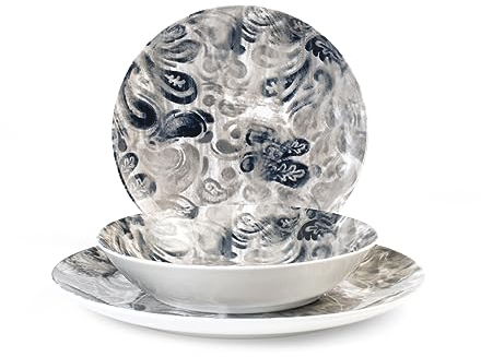 HOME Royal Norfolk Tanger - Servicio de mesa, 18 platos, porcelana, multicolor