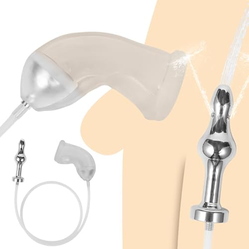 AMAZBEE Lavement intestinal avec manchon pénien, 2 en 1 dilatateur urètre+douche anale pour rapports sexuels anaux, Douche anale Jouets sexuels extrêmes pour hommes et femmes