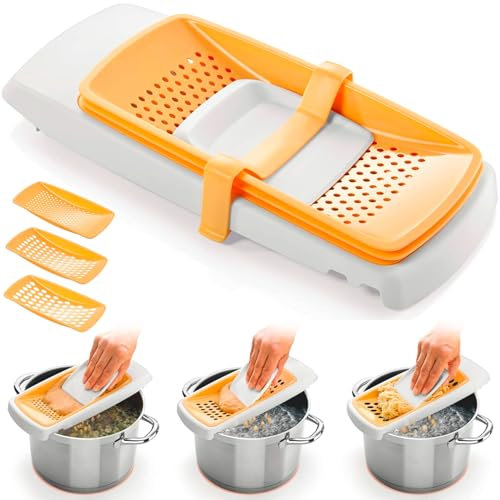 Avilia Utensile Multifunzionale per Gnocchi, Spätzle, Halusky e Pastina - Grattugia per Spatzle con Testine Intercambiabili - Ideale per Cucina Casalinga - Lavabile in Lavastoviglie