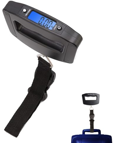 DmDoyy Pese Bagaglio, Bilancia Bagaglio Portatile Fino a 50kg/110lb, Con Display LCD Retroilluminato, Accessori Da Viaggio