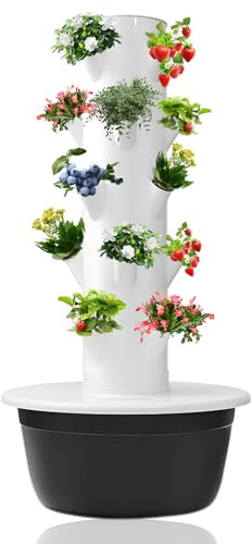 Sistema de torre aeropónica, jardín vertical para hierbas y verduras de interior, kit hidropónico para el hogar, diseño eficiente de agua que utiliza un 95% menos de agua,