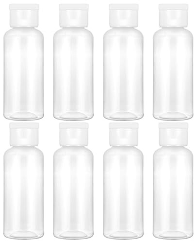 DECORNIJIA Kit Voyage Flacon Cosmétique 50 Ml, Bouteilles à Coquille Vides 8 Pièces, PET Étanches, pour Shampoing et Lotion