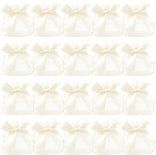 BCHMN 20 Bolsas de Regalo de Organza, 9 X 12 cm, Bolsitas Regalo, con Cordón Elástico y Arco, para Joyas, Festivales, Bodas Favores y Dulce