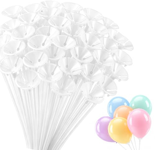 150 stycken återanvändbara ballonghållare, 32 cm ballonghållare för ballonger, plast, ballongstavar med hållare, stavar för ballonger för fester, bröllop, födelsedagar (klar)