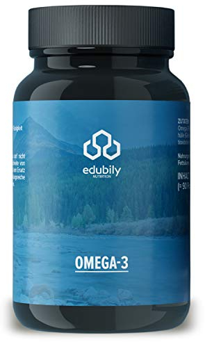 edubily nutrition® Omega-3 Fischölkapseln • 70% Omega 3-Gehalt • EPA DHA Kapseln in pharmazeutischer Qualität aus nachhaltigem Wildfang • Kleine Kapseln • 90 Kapseln im Braunglas