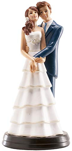 dekora – Figurine gâteau de mariage «Les mariés enlacés» 18 cm – Décoration de Gâteau de mariage en Résine – Design Original et Détaillé – Cake topper Apte au Contact Alimentaire