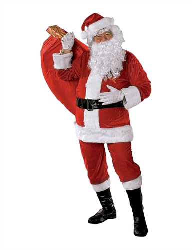 Rubies Disfraz Papa Noel Premium para Adultos, Traje Completo con Barba, Talla única, Oficial Rubies para Navidad, Celebraciones, Fiestas