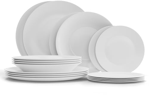 Bormioli Rocco 18 Pcs White Moon Opal Glass Dinner Set