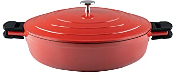 Kelomat, 3547-385, Schmorpfanne, Keramik Red, 32 cm Durchmesser, 68.5 x 36.5 x 22 cm, Induktion, Aluminiumguss, ThermoStahlboden, für Herd und Backofen