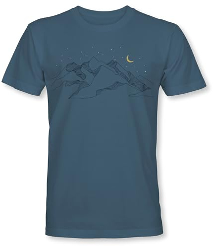 Camiseta de montaña para hombre: Montañas de la Luna – Camiseta de escalada para hombre – Regalo para excursionistas – Montañeros – Equipo al aire libre, Piedra Azul, L