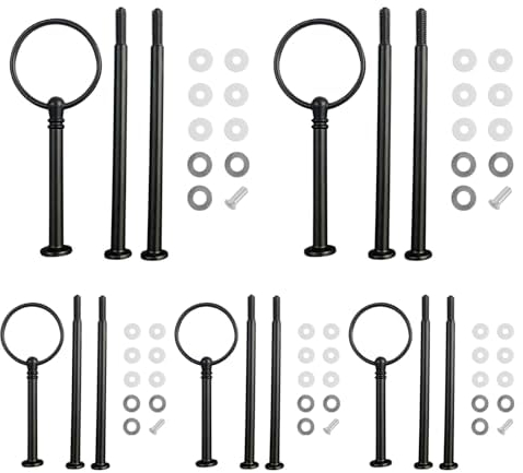 Nchdewui 5 Pack Etageren Stangen, Etagere Stangen Set, Etagere Bausatz, Metallstangen Mittellochausstech für Hochzeitstorte Etagere Tortenständer Tortenhalter Torten (Schwarz)