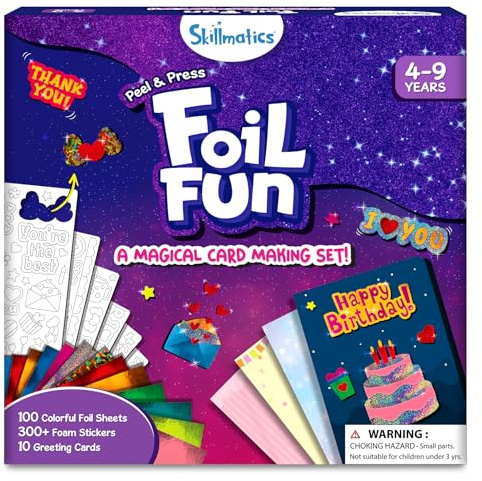 Skillmatics Foil Fun - Card Making Set, No Mess Art for Kids, Craft Kits & Supplies, DIY Creative Activity, Gifts for Girls & Boys Ages 4, 5, 6, 7, 8, 9