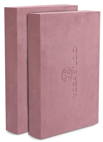 Yoga Studio Yoga Block - 30cm x 20cm x 5cm, Non-Slip EVA Block - Twin Pack, Lightweight Exercise Accessory (Dusty Pink)