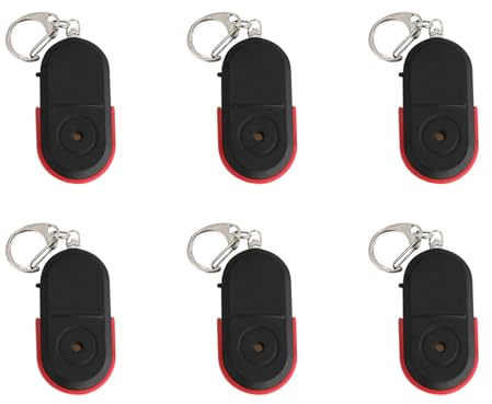 Umsoxhy 6X Mini Buscador Llaves de Silbato Anti-Perdida Localizador de Llaves de Etiqueta Inteligente de Alarma InaláMbrica Rastreador de Rastreador de Luz LED
