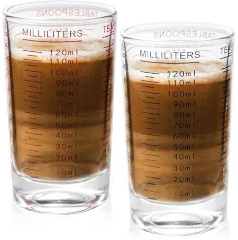 2 vasos medidores: 120 ml vaso medidor de vidrio de borosilicato, recipiente medidor de cristal con báscula, vaso medidor de cocina, tazas medidoras resistentes al calor, vaso medidor de vidrio para