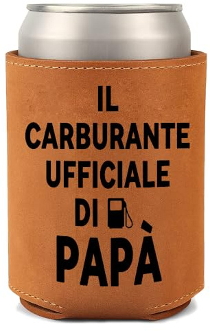 Regalo Papà Uomo gadget divertenti Raffredda Lattina Ecopelle Sintetica Idea regali festa del papà decorazioni Simpatiche birra personalizzato Compleanno Natale (Marrone - Papà)