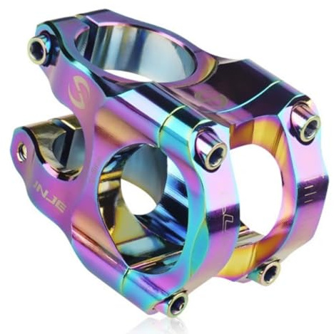 QQY Attacco manubrio in lega di alluminio MTB Road Bike Stem Ultralight ad alta resistenza corto 31,8 MM bicicletta CNC Stem parti della bicicletta (arcobaleno)