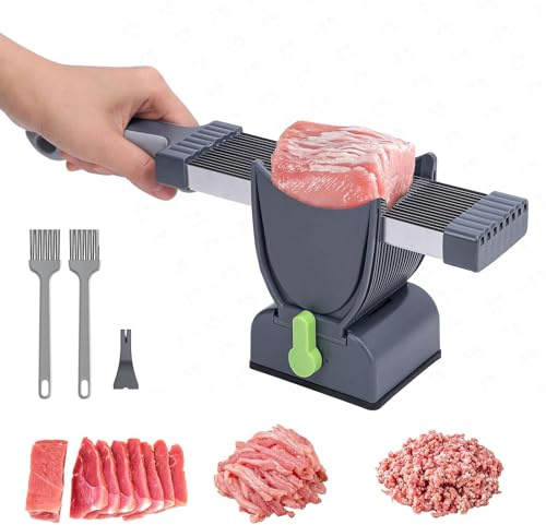 Cortadora de Carne Para Uso Doméstico, Cortadora de Carne Manual de Acero Inoxidable 17 en 1, Grosor Ajustable 2 O 4 Mm, Cuchillo de Cocina Tipo Hacha, Corte y Desmenuzado de Carne Fresca black