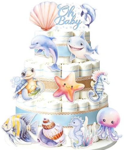 Ocean Diaper Cake Decorations Under the Sea Themed Baby Shower Supplies
