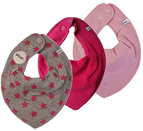 pippi Halstuch 3er Set Baby Halstücher Dreieckstücher (Pinke Sterne)
