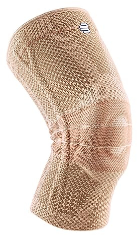 BAUERFEIND Kniebandage GenuTrain Unisex zur Entlastung, Stabilisierung und Aktivierung nach Verletzung, Operation oder bei chronischen wie Gonarthrose (Gelenkverschleiß) oder Arthritis, Natur, Größe: 3
