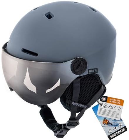 meteor Casco da Sci e Snowboard con Occhiali - per Giovani e Adulti - Regolabile Ski Helmet per Gli Sport Invernali - Leggero Ventilato