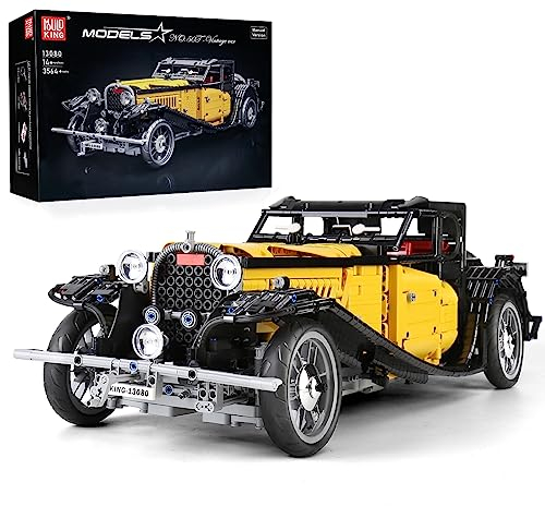 Mould King 13080 Technik Oldtimer Bausatz, 3564 Klemmbausteine Technik Vintage Auto Bausteine, Konstruktionsspielzeug Fahrzeuge (Ohne Motor)