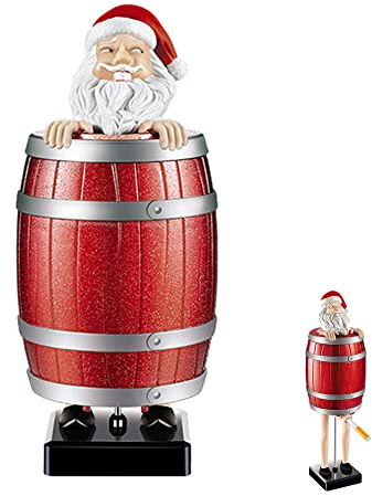 HIULLEN Rolig cigaretthållare, pop up cigarettdispenser, dekorativ träfat, cigarettlåda för 9 cigaretter, klappleksak, present till man, för fest, stråkpresent (jultomte)