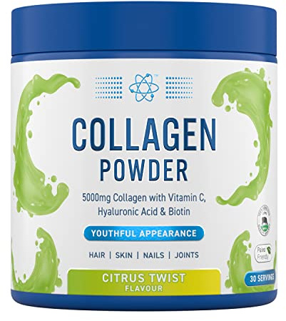 Applied Nutrition Collagen Powder - Citrus Twist Flavour - 5000mg Hydrolysed Bovine Flavoured Collagen Peptides with Vitamin C, Hyaluronic Acid & Biotin (165g - 30 Servings)