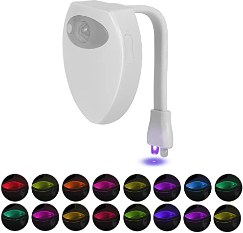 LED Toilettenlicht mit Bewegungsmelder: USB Ladung 16 Farben WC licht - IP65 Wasserdichter Toilette Licht für Badezimmer und Waschraum - Als lustiges Geschenk für Freunde oder Familie (1 Stück Weiß)