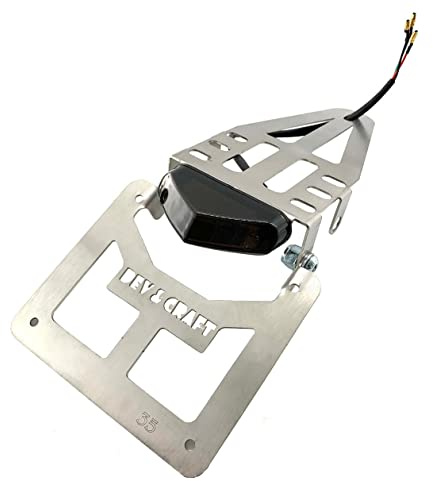 Portatarga Pieghevole 50 CC Universale HM Fantic Valenti ecc Moto Motard Enduro con Faretto Led Nero