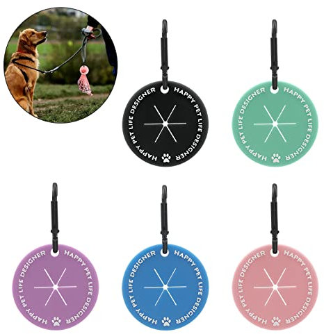 FuninCrea 5 Pcs Silicone Dog Poop Bag Holder, Waste Bag Carrier with Carabiner Clip 5 Colors Hands Free Waste Bag Holder Dog Walking Accessory Pet Poop Bag Holder for Outdoor (5 colors)