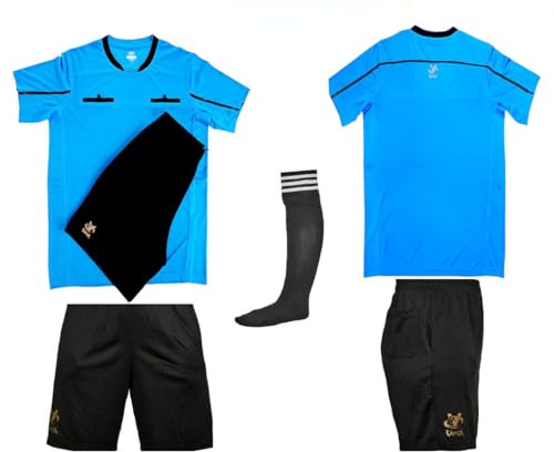 VIPER Football Rugby Hockey Referee Kit Shirt Soccer Set Top Socks Shorts Sleeves Uniform Sport Kit (BLUE) (XL)